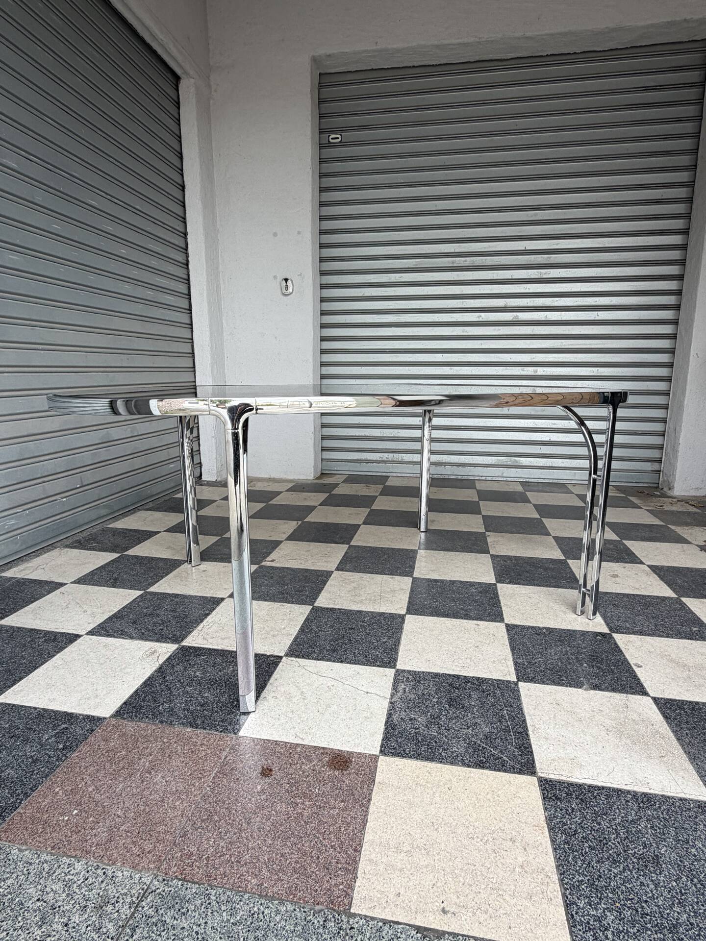 Vintage glass and chrome table