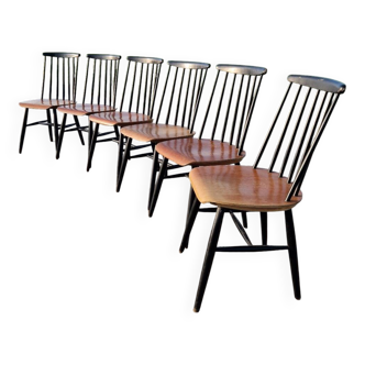 Set of 6 Fannett Scandinavian chairs by Ilmari Tapiovaara 1960.