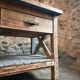 Vintage French industrial workbench – 1920s/1930s oak and pine table with drawer