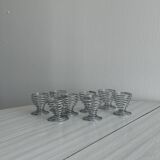 Set of 8 silver metal egg cups