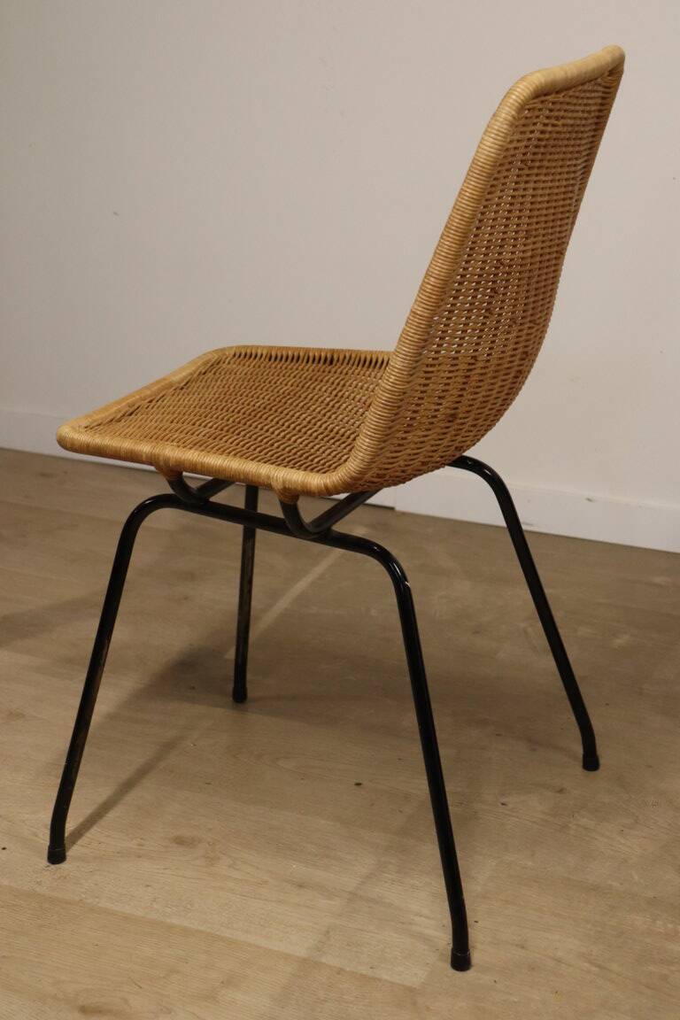 Vintage "Italia 100" model chair by Rotanhuis in woven wicker, 1950s