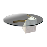 Table basse en travertin et laiton par Artedi, années 1980
