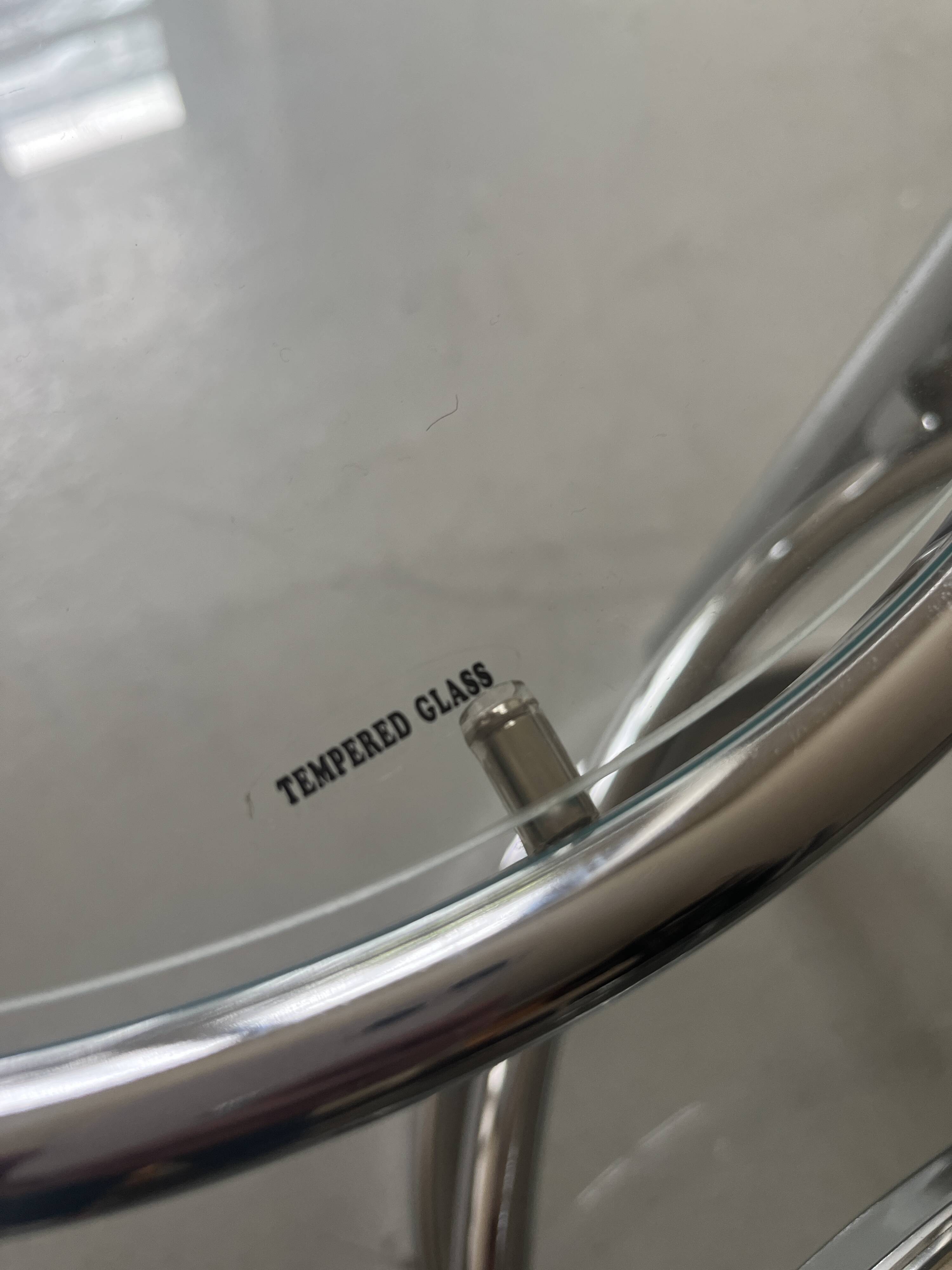 round and rotating coffee table in glass and chrome, design 1970