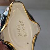 Plat bonbonnière céramique rose doré signée