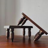 Pair of vintage solid wood footrests