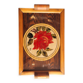 Art deco plateau, signed pola, painted glass, bamboo and rice straw.