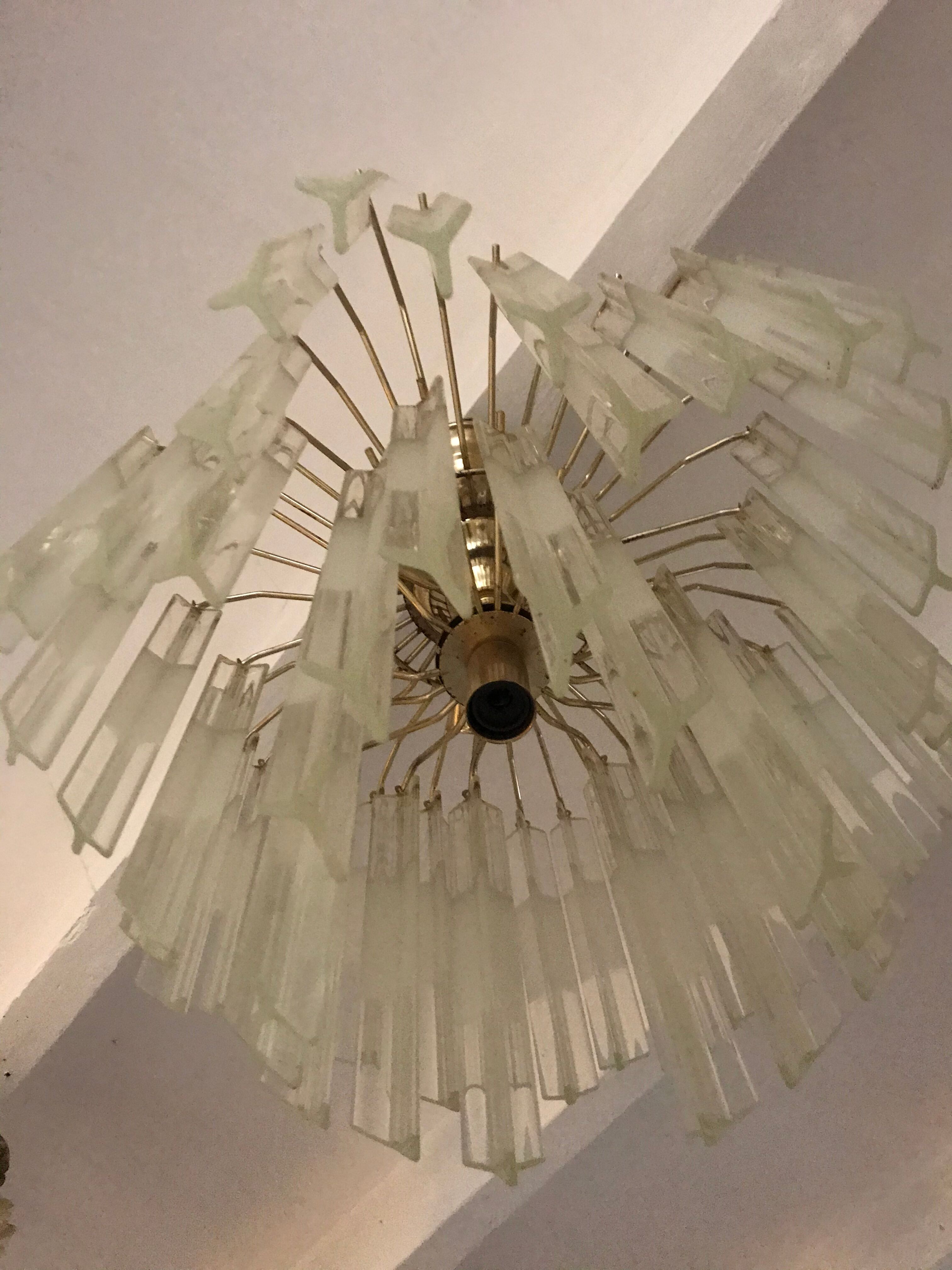 Venini Triedi Crystal Chandelier 1970