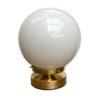 Vintage globe-laying lamp in white opaline