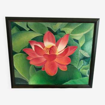 Oil on canvas flower