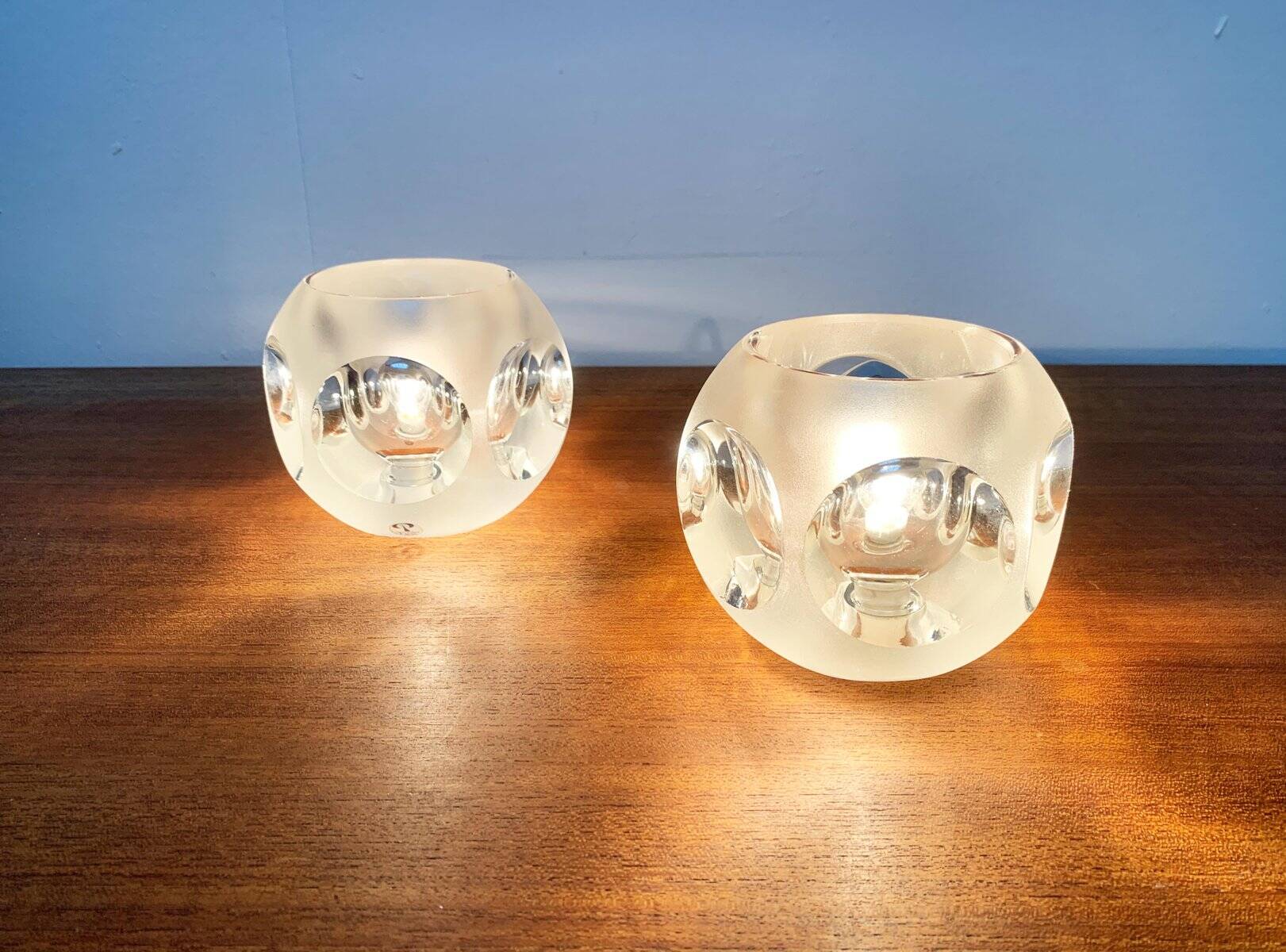 Vintage glass table lamps from Peill & Putzler, set of 2.