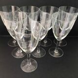 Set of 8 crystal wine glasses engraved 1960