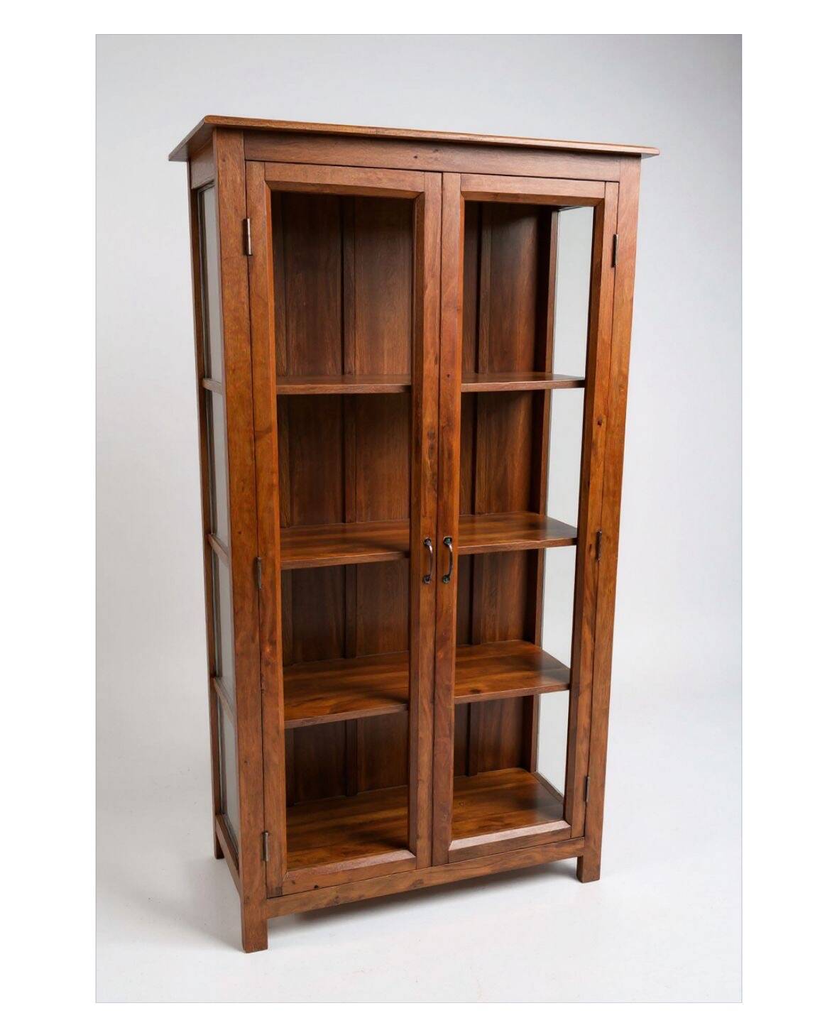 Grande vitrine / vaisselier en bois exotique. 175 cm. Deco vintage
