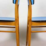Vintage blue Formica & wood chairs, 1960s, set of 2