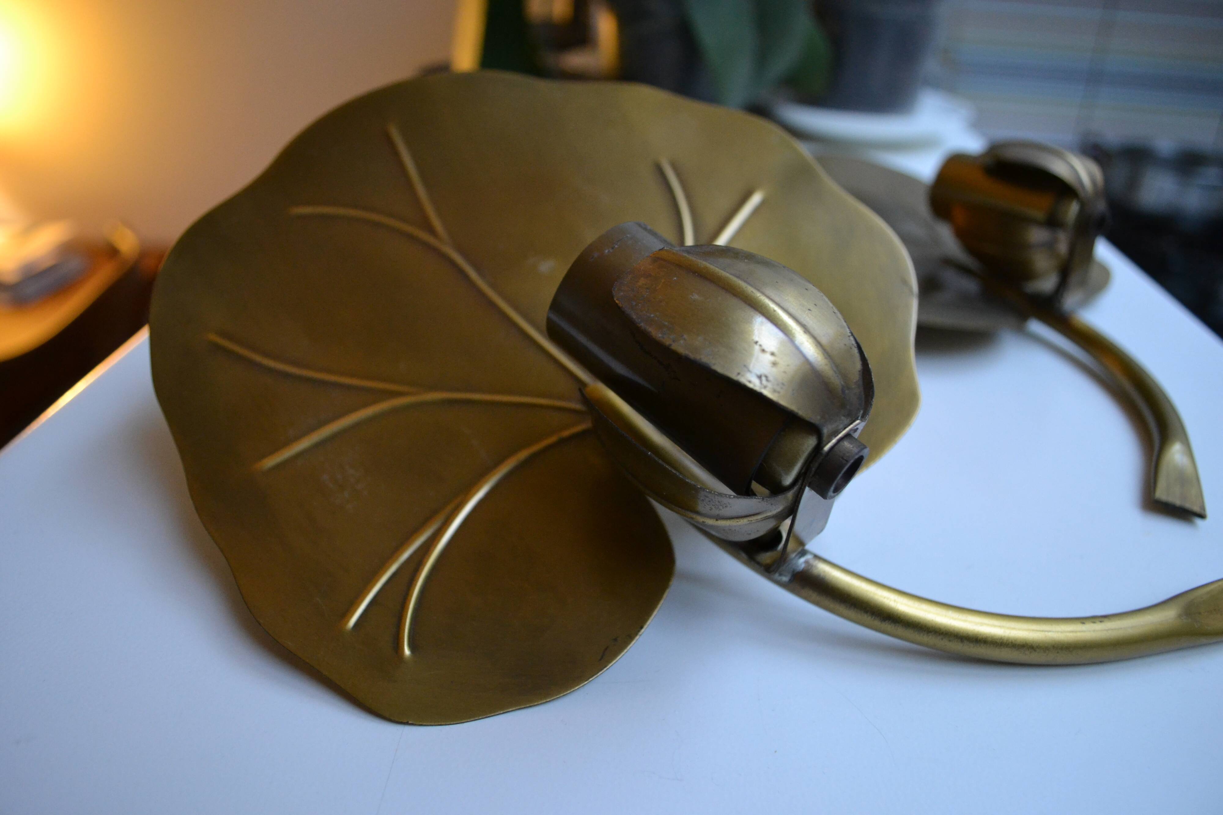 Pair of wall lights brass 70s