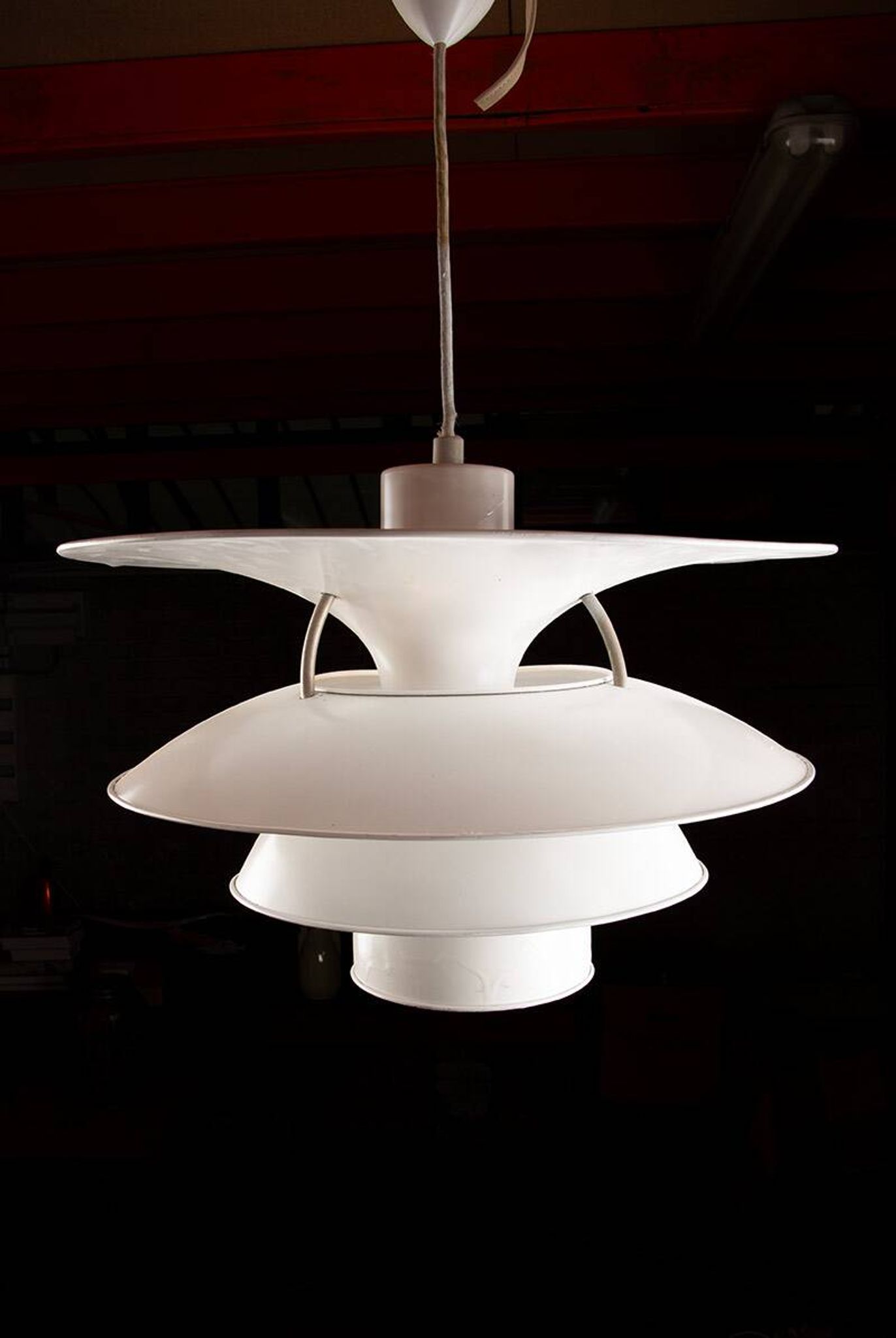 Danish brushed metal pendant light, Poulsen "Charlottenborg" model.