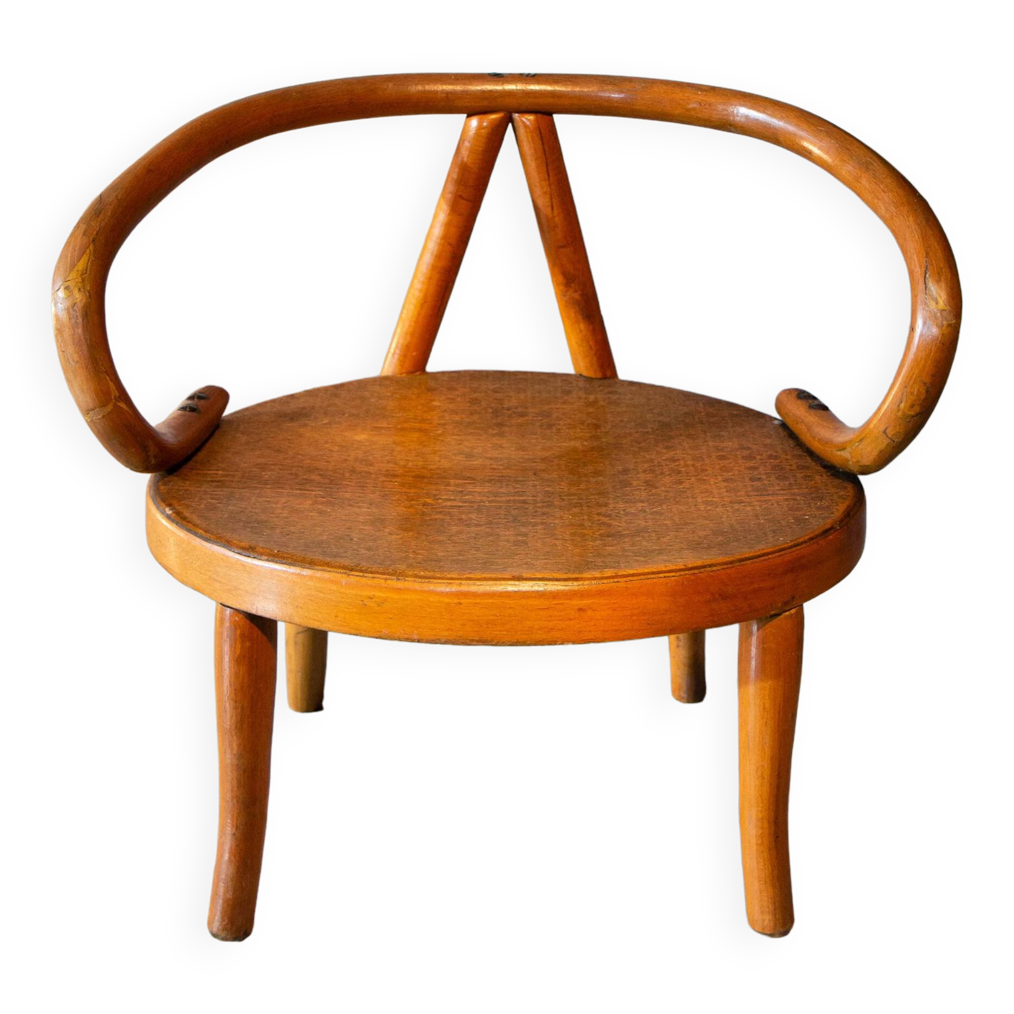 Le Corbusier style curved wood children's armchair, early 20th century