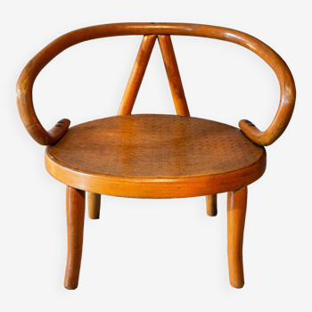 Le Corbusier style curved wood children's armchair, early 20th century