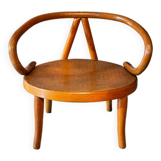 Le Corbusier style curved wood children's armchair, early 20th century