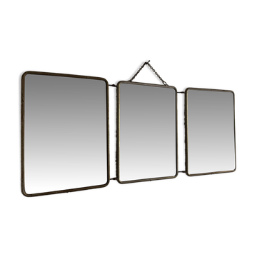Vintage 1960 triptych mirror barber hairdresser Japonese style - 25 x 60 cm
