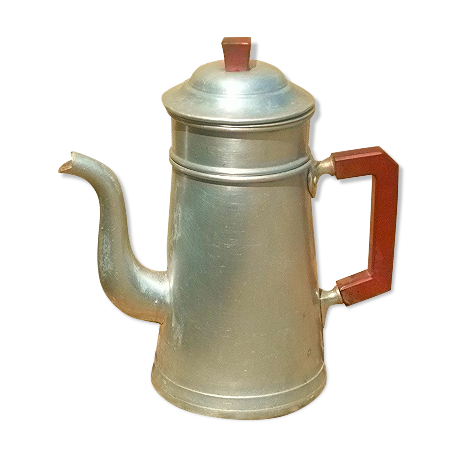 Old aluminum coffee maker, vintage