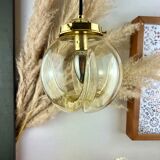 Lamp walking/suspension lamp large globe vintage molded glassware Murano smoked yellow