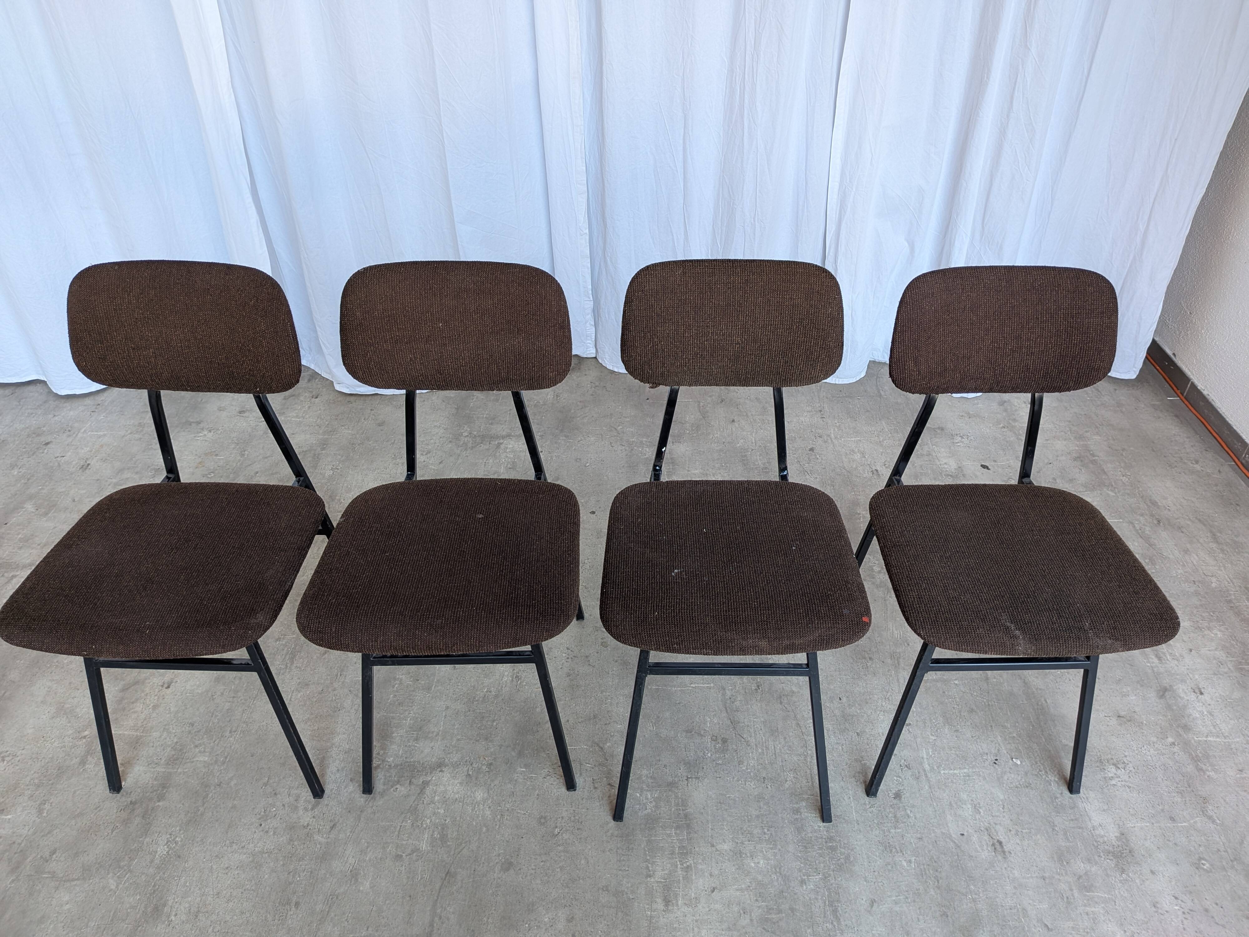 Chaises de salle à manger STOL Kamnik vintage (ensemble de 4) : tissu marron rétro des années 1970