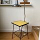 Metal bedside table, scoubidou and chrome lamp