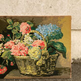 Canevas tableau motif panier de fleurs