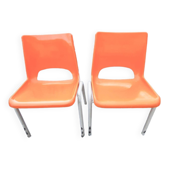 Paire de chaises orange enfant