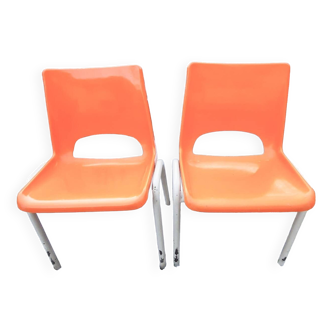 Pair of orange children's chairs