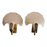 Set of 2 golden "shell" wall lamps