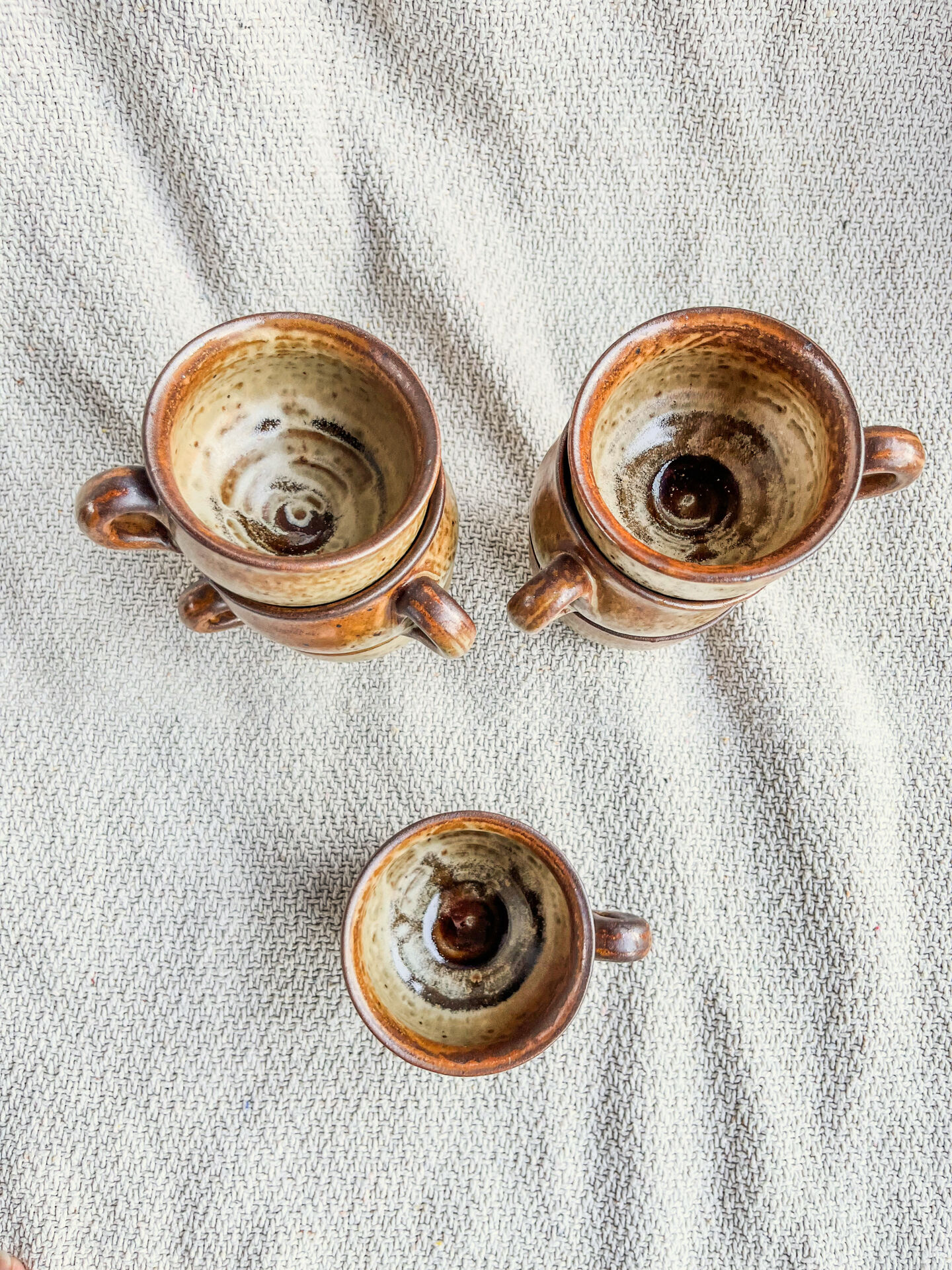 7 coffee cups in pyrite stoneware Brutalist Style