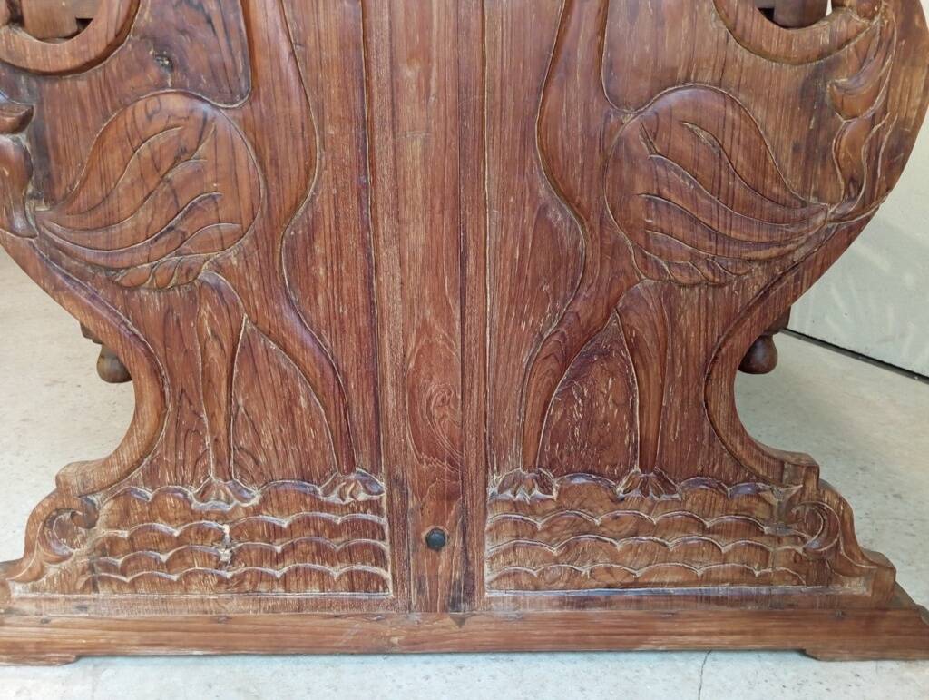 Solid teak carved swing cradle