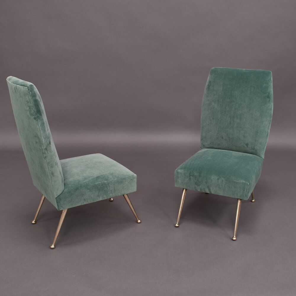 Set of Italian velvet side chairs by Gigi Radice for Minotti, 1950s