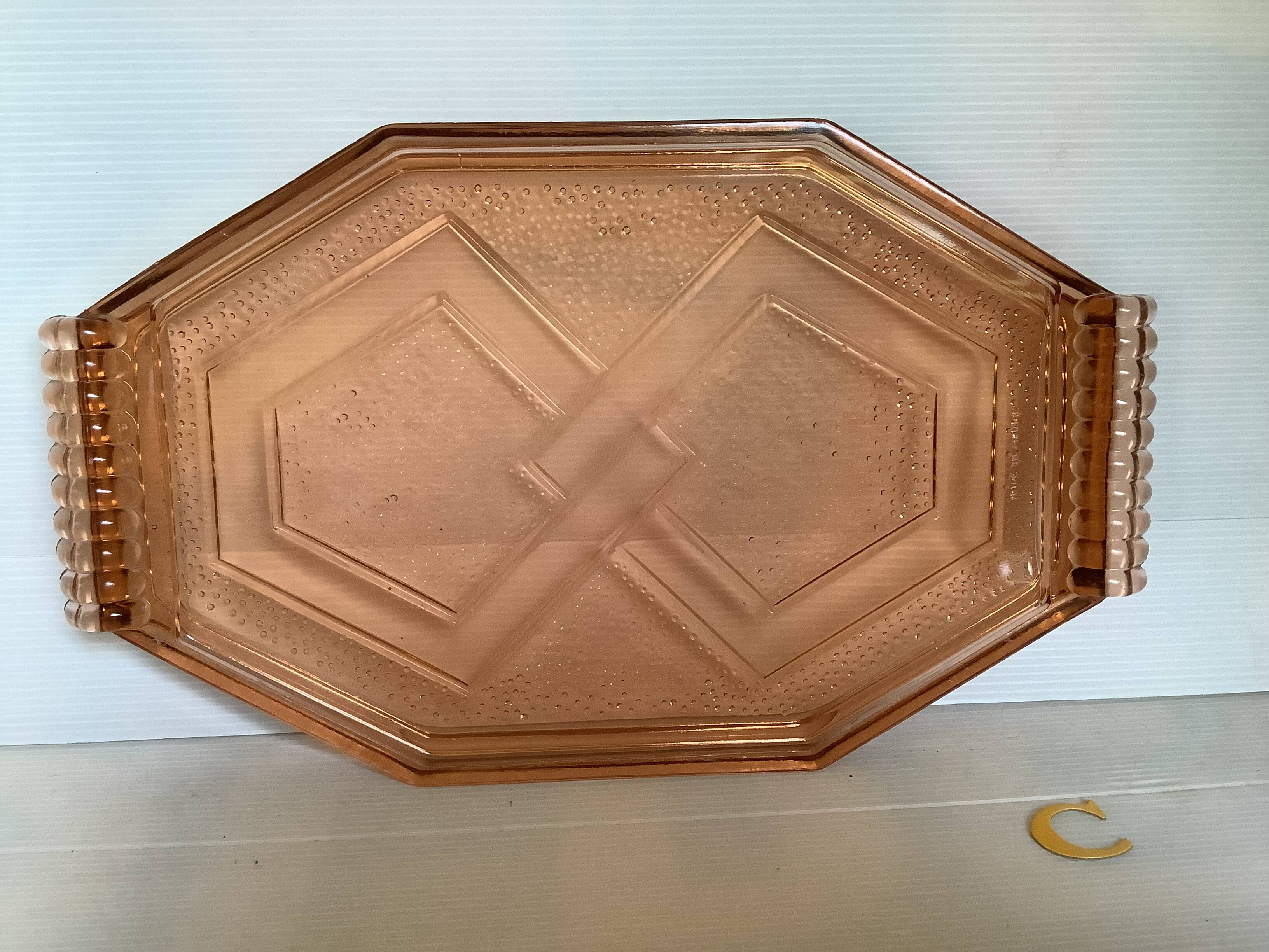 Rosaline C style pink glass tray dish