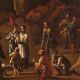 Italian painting landscape with wayfarers from the 18th century