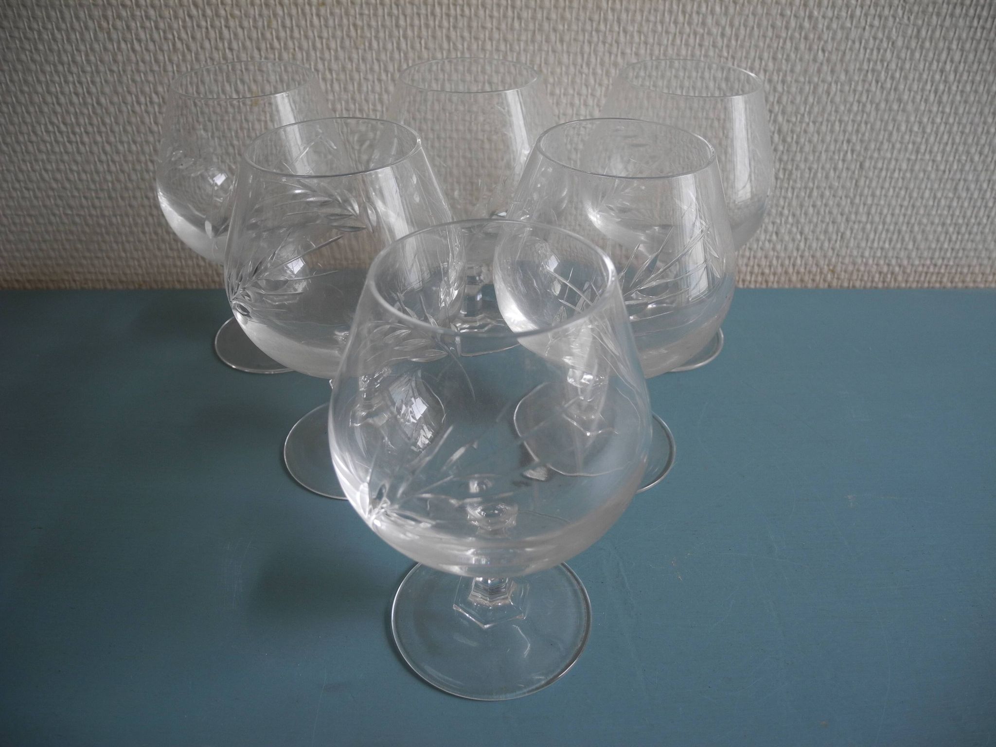 6 vintage French crystal glasses Fleury Arques cognac glasses
