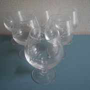 6 vintage French crystal glasses Fleury Arques cognac glasses