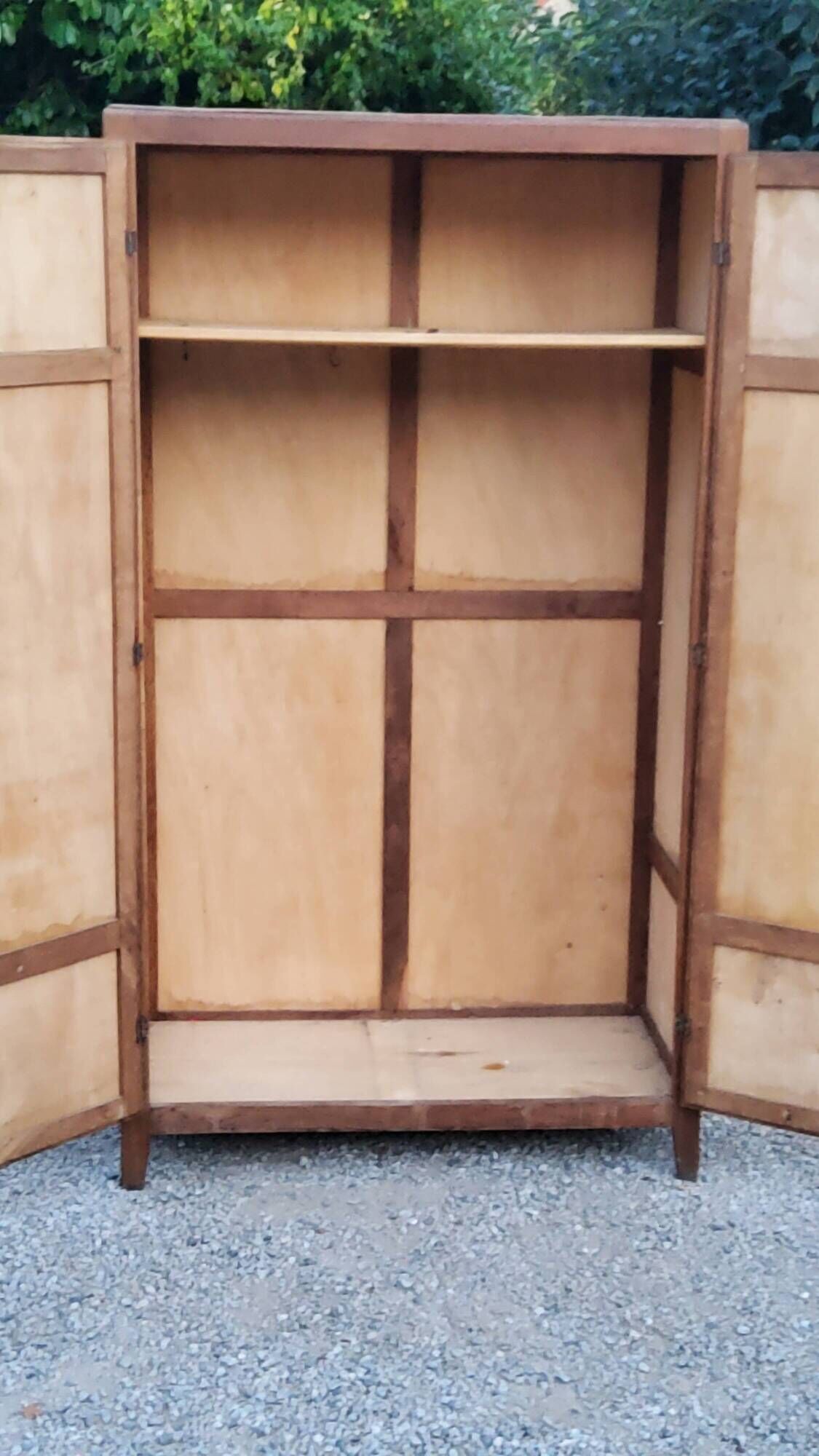 Parisian 2-door wardrobe in oak and poplar from the 1950s