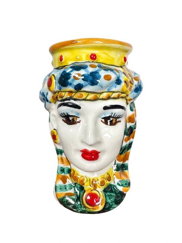 Italian Ceramic Testa di Moro Decorative Vase, Sicily