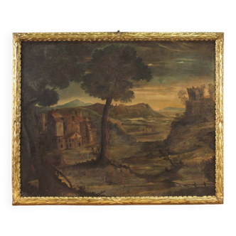 Italian painting oil on canvas landscape from the 18th century