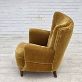 1960s, Danish relax chair, original honey yellow furniture velour.