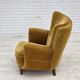 Chaise de relaxation danoise des années 1960, en velours de mobilier jaune miel original.