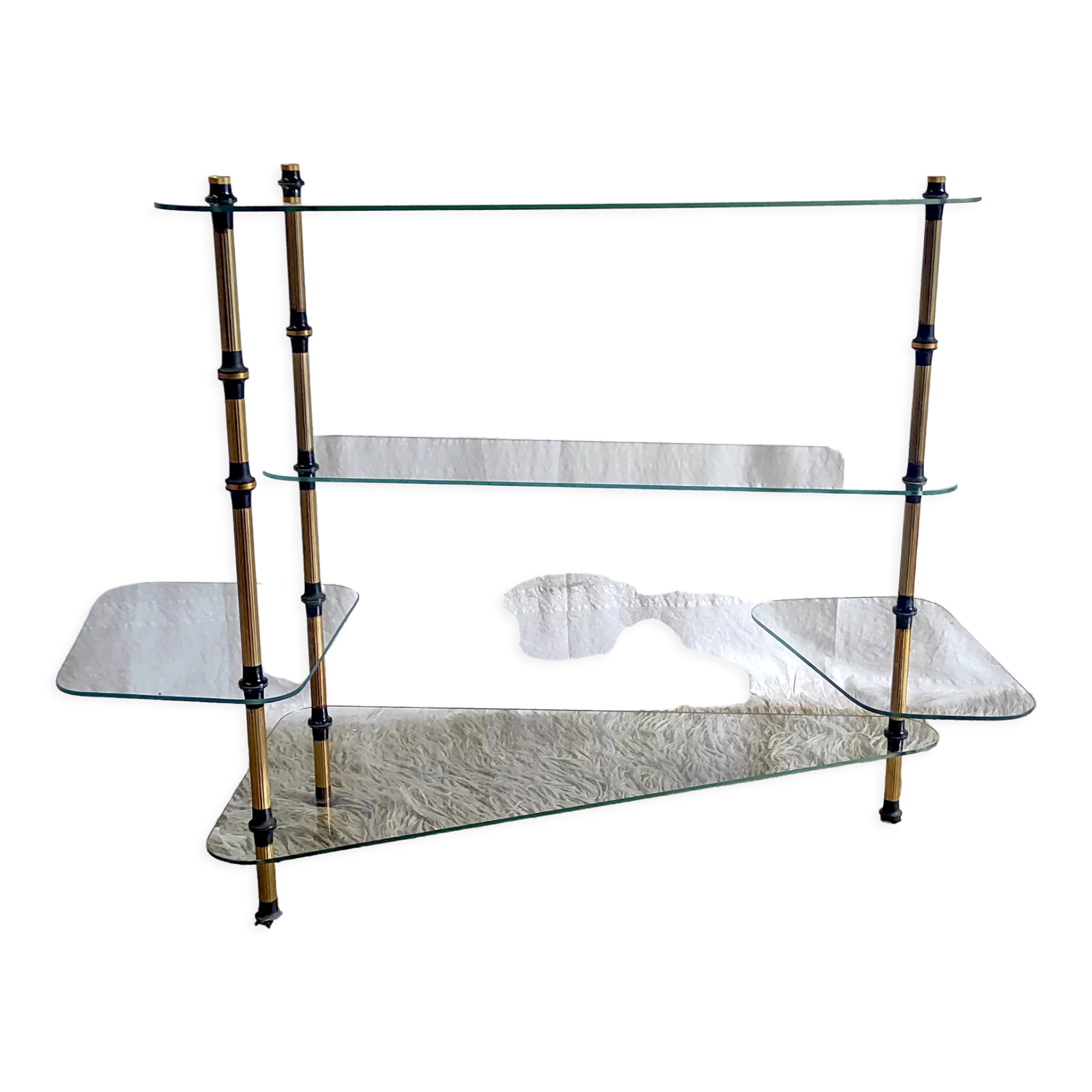Tripod shelf in glass and gilded metal – mid. XXth