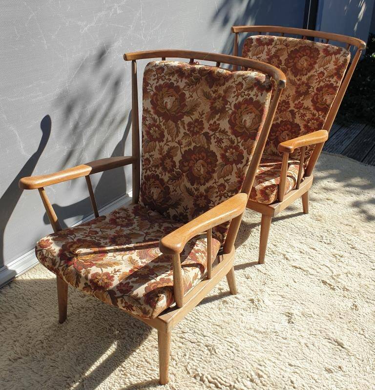 Paire fauteuils éventail esprit scandinave Baumann
