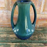 Blue & green glazed ceramic vase Art Nouveau style