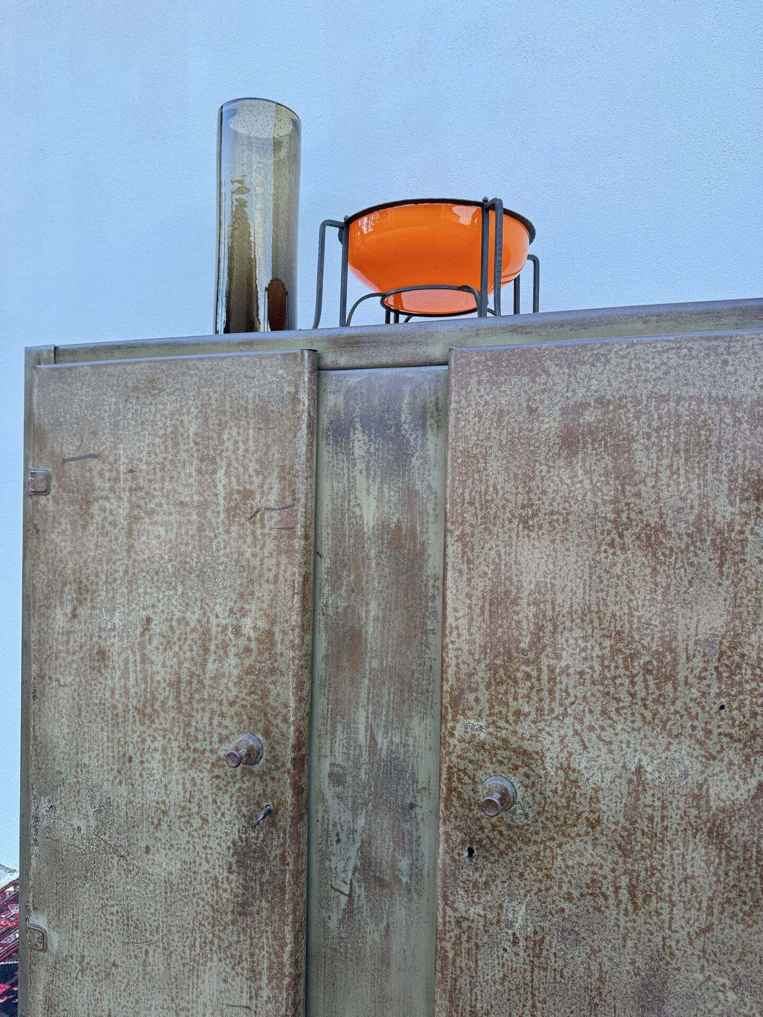 Workshop furniture in industrial style, patinated iron from the 1950s.