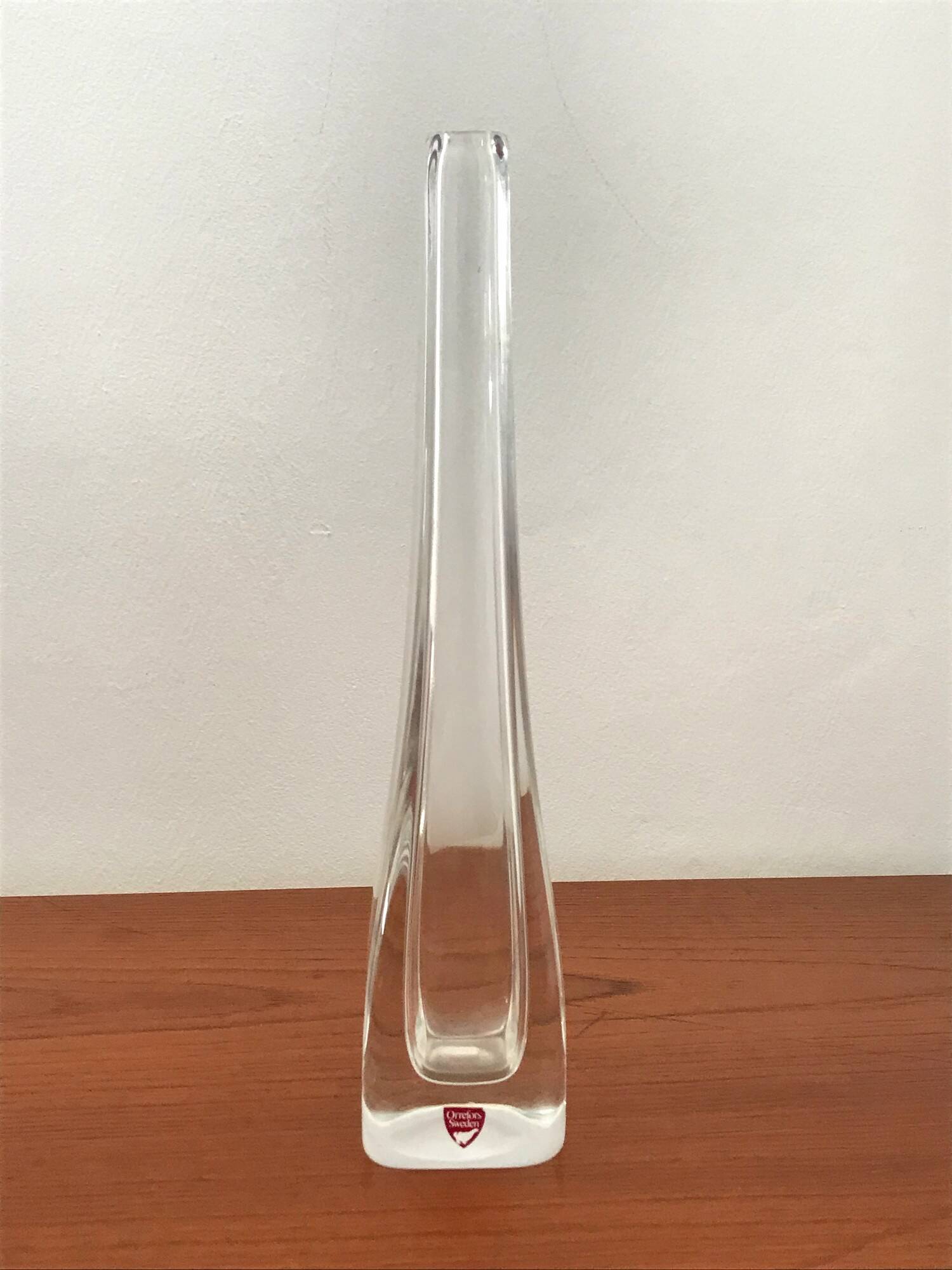 Vintage glass vase by Nils Landberg for Orrefors 1960s