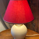 Cracked ceramic lamp, fabric shade, 1980s.