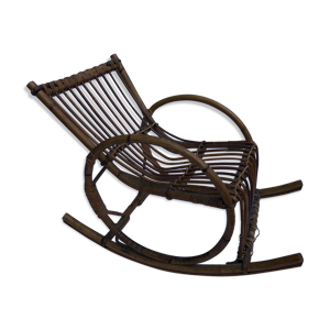 Fauteuil à bascule en rotin vintage